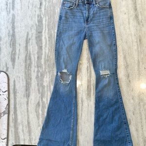 Hollister High Rise Ripped Medium Wash‎ Vintage Flare Jeans women’s 1R w25 L32